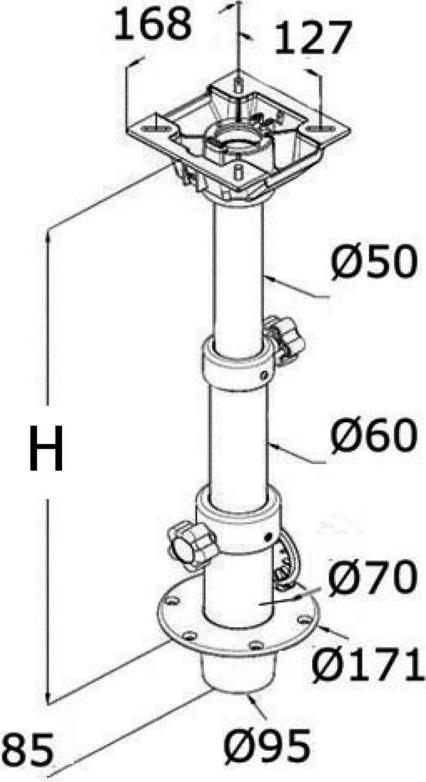 Teleskopisches Bootstischbein aus Aluminium Osculati 48.421.01