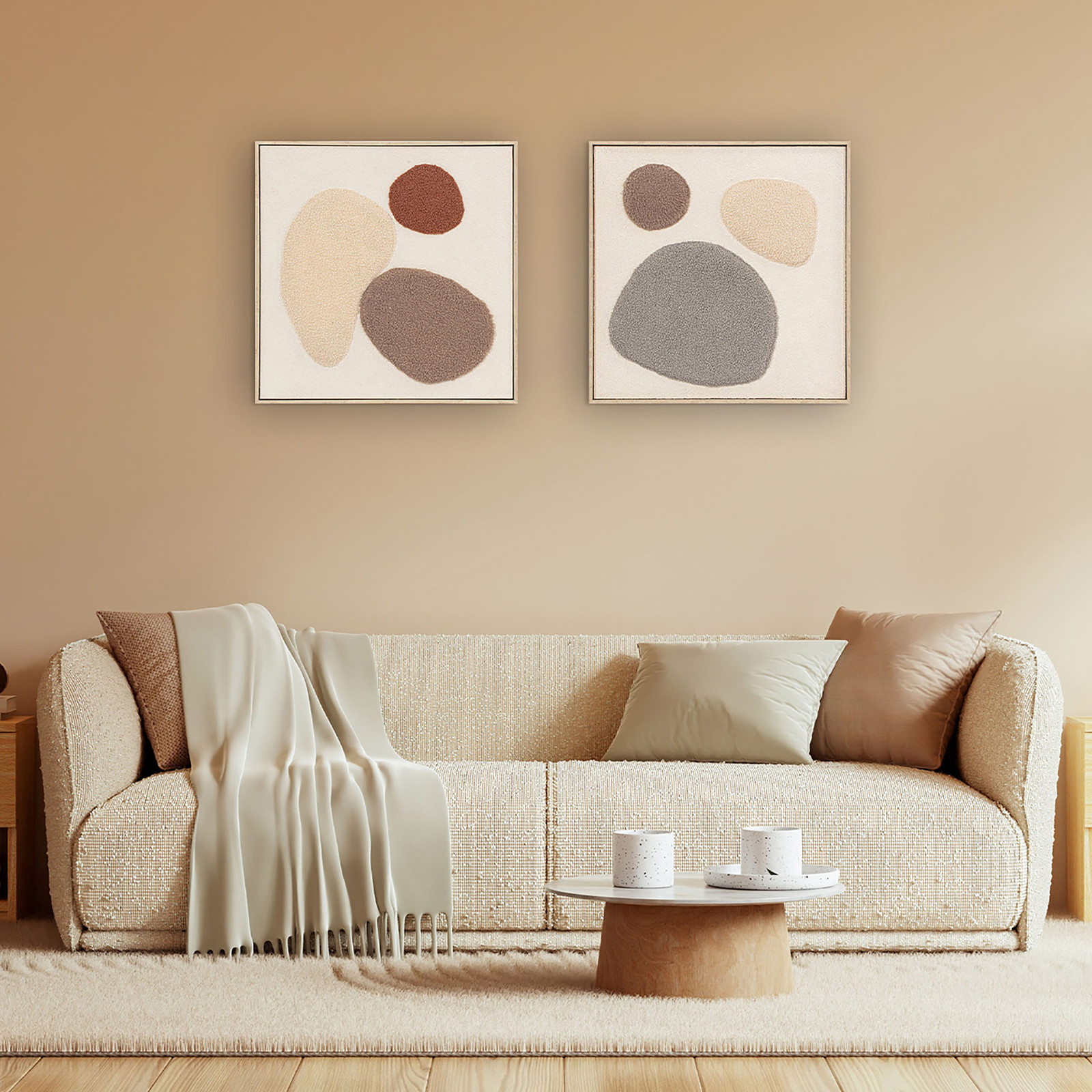 home24 Wandafbeelding Fluffy Islands type B abstract in meerdere kleuren, B: 60 cm, D: 60 cm, H: 4 cm