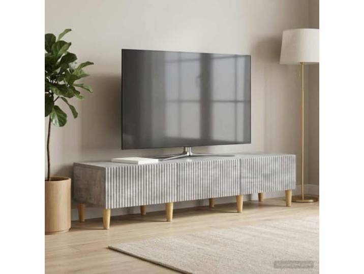 TV-Schrank Betongrau 147 x 34,5 x 30 cm Holzwerkstoff Entertainment-Center Kabeldurchführungen, verstellbare Regale, pflegeleichte Oberfläche, robustes Holzwerkstoff, moderne Optik