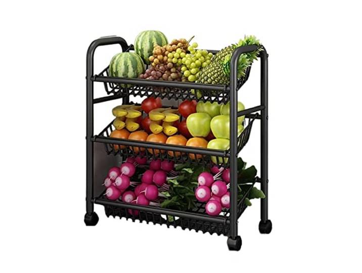 Servierwagen Küche Metall Rack Rack Boden mehrschichtige Obst und Gemüse Lagerregal Korb Trolley Lagerregal Rollwagen (Color : 50cm)