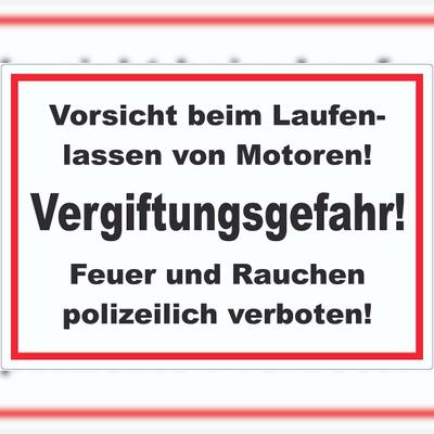 HB-Druck Vorsicht beim laufen lassen von Motoren Aufkleber A1 (594x841mm)