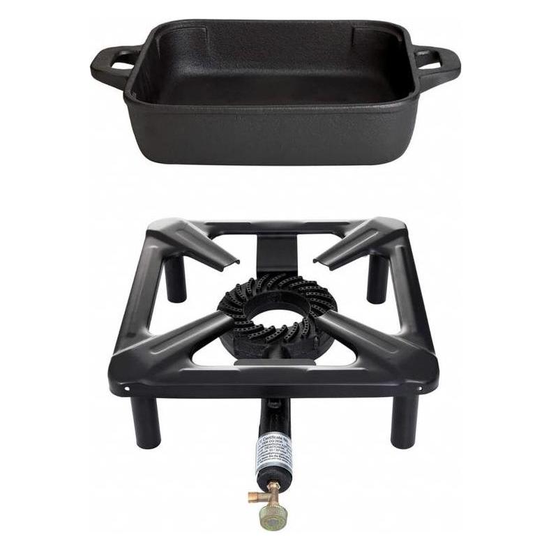 All'Grill Hockerkocher-Set (klein) mit Gusseisenpfanne 26 x 26 cm - ohne Zündsicherung (43781633)