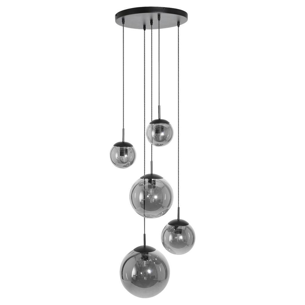 Deckenleuchte, Schwarz, Metall, Glas, 60x115-373x60 cm, höhenverstellbar, Lampen & Leuchten, Innenbeleuchtung, Deckenleuchten