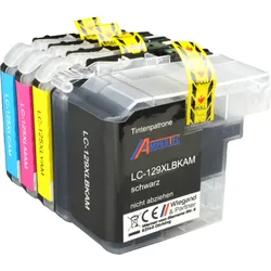 4 Kompatible Tinten ersetzt Brother LC-129XL 125XL Multipack KCMY