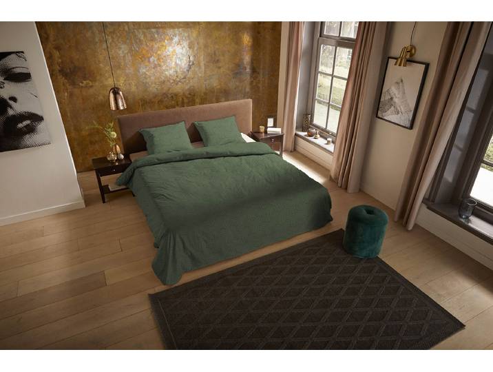 Microfaser-Bettwäsche Groningen 140 x 200/220 cm + Kissen 70 x 60 cm Grün