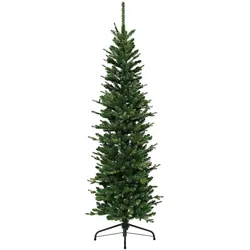 ECD Germany Künstlicher Weihnachtsbaum 150 cm, Weihnachtsdeko Innen, Tannenbaum Naturgetreu Christbaum Grün mit Standfuß, Kunstbaum schmal 689 Spitzen