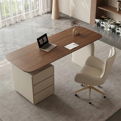 Funxibio Walnut 3-Drawer Writing Desk With Storage For Office And Home Office