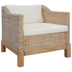 Décoshop26 - Moderner Lounge-Sessel im rustikalen Design mit naturbraunen Rattankissen DEC026825 DEC026825