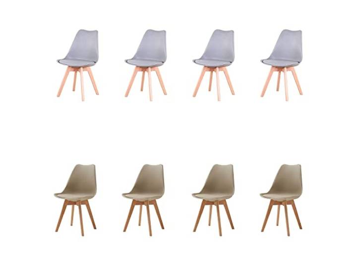 HJhomeheart Esszimmerstuhl 8er Set, Massivholzbeine, Abnehmbares Stuhlkissen, Küchenstuhl, Moderner Stuhl (Glau+Beige-8)