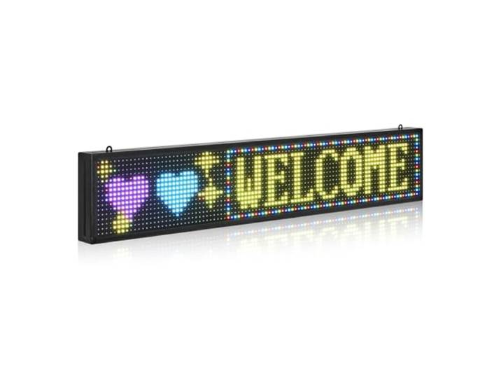VEVOR Enseigne Lumineuse LED Programmable 99x19 cm\, Panneau d’Affichage Numérique Couleur Pleine P10\, GIF à Motifs de Texte Personnalisés\, Commande Bluetooth\, Information Publicitaire Publicité