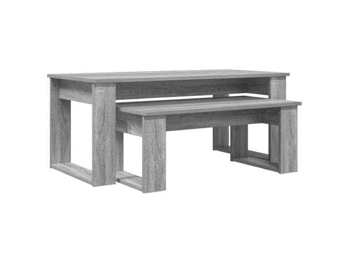 IBUQDDV Kaffeetisch Set 2 STK. Sonoma-Grau 100 x 50 x 42 cm Holzwerkstoff Rechteckige Form, Innenbereich, Wohnzimmer Lounge, pflegeleicht, schnelle Montage