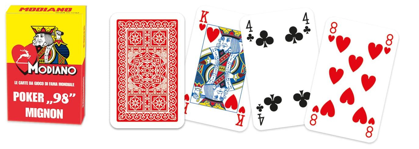 Modiano Poker Mignon Rood Speelkaarten voor Rommé, Poker, Burraco en Canasta