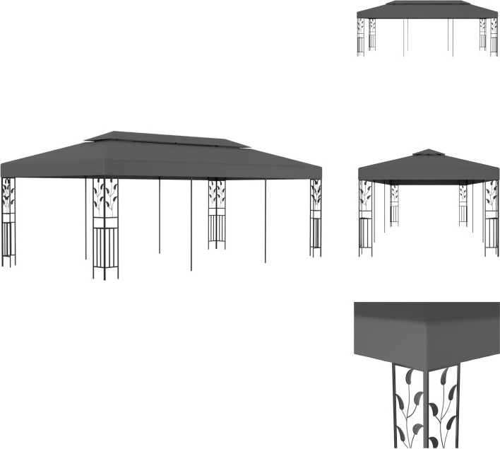 vidaXL Pavillon 3×6 m Anthrazit - Pavillons & Partyzelte