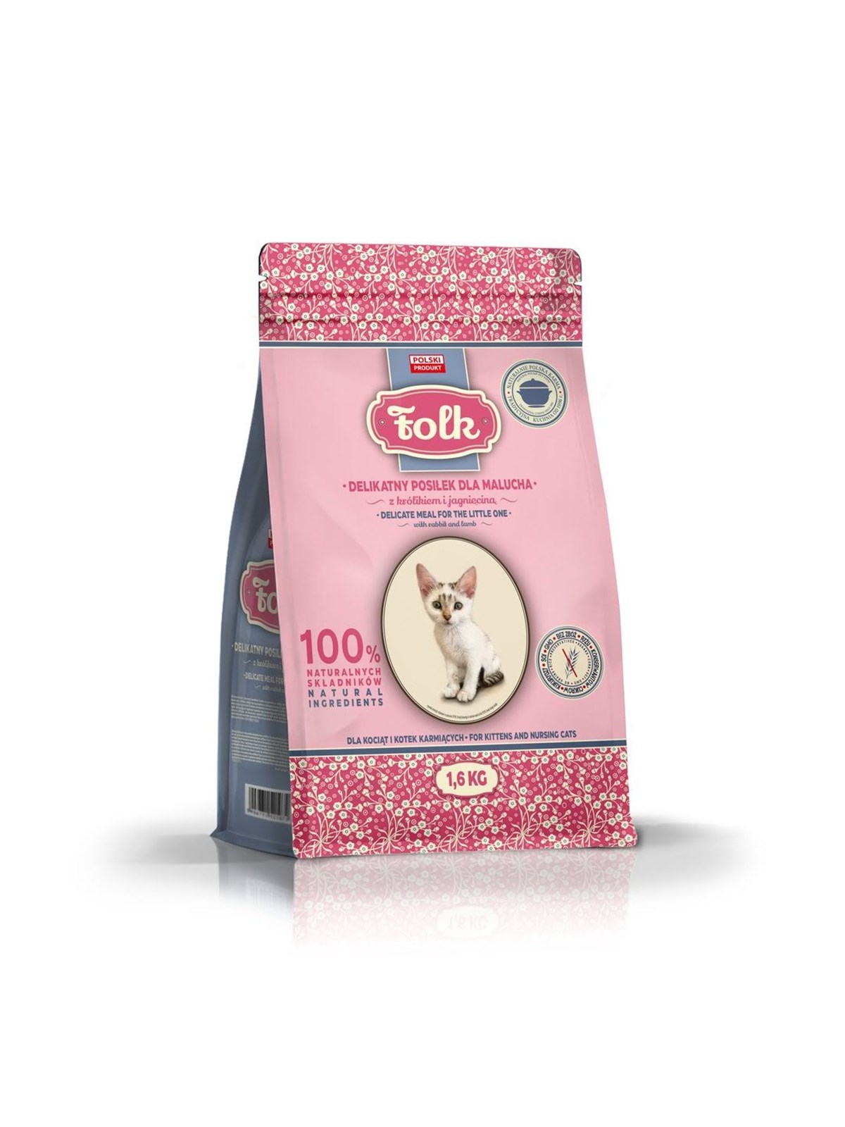 Folk Schonende Mahlzeit für Kätzchen mit Kaninchen und Lamm - Trockenfutter für Katzen - 1,6kg