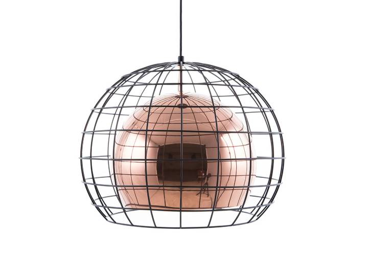Beliani Hängeleuchte Liri 38/38/128 cm, Kupferfarben, Metall, E27, 38x128x38 cm, Lampen & Leuchten, Innenbeleuchtung, Hängeleuchten, Pendelleuchten