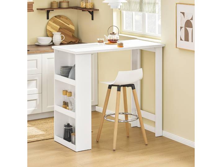 SoBuy Table bar Rangement intégré Blanc Moderne FWT17-II-W