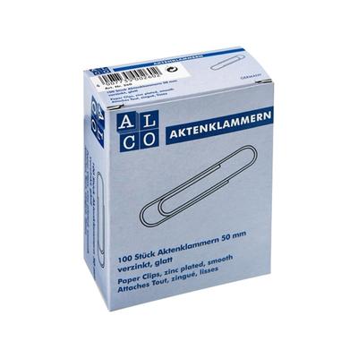 ALCO Büroklammer glatt, runde Form 50mm Metall, verzinkt 100 St./Pack.