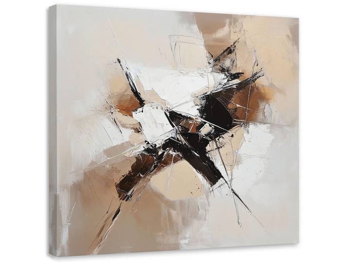 Feeby Leinwandbild Abstraktes Beige wie gemalt 50x50cm, Stadtarchitektur, Quadratisch, 50x50 cm, Bilder & Rahmen, Bilder, Leinwandbilder