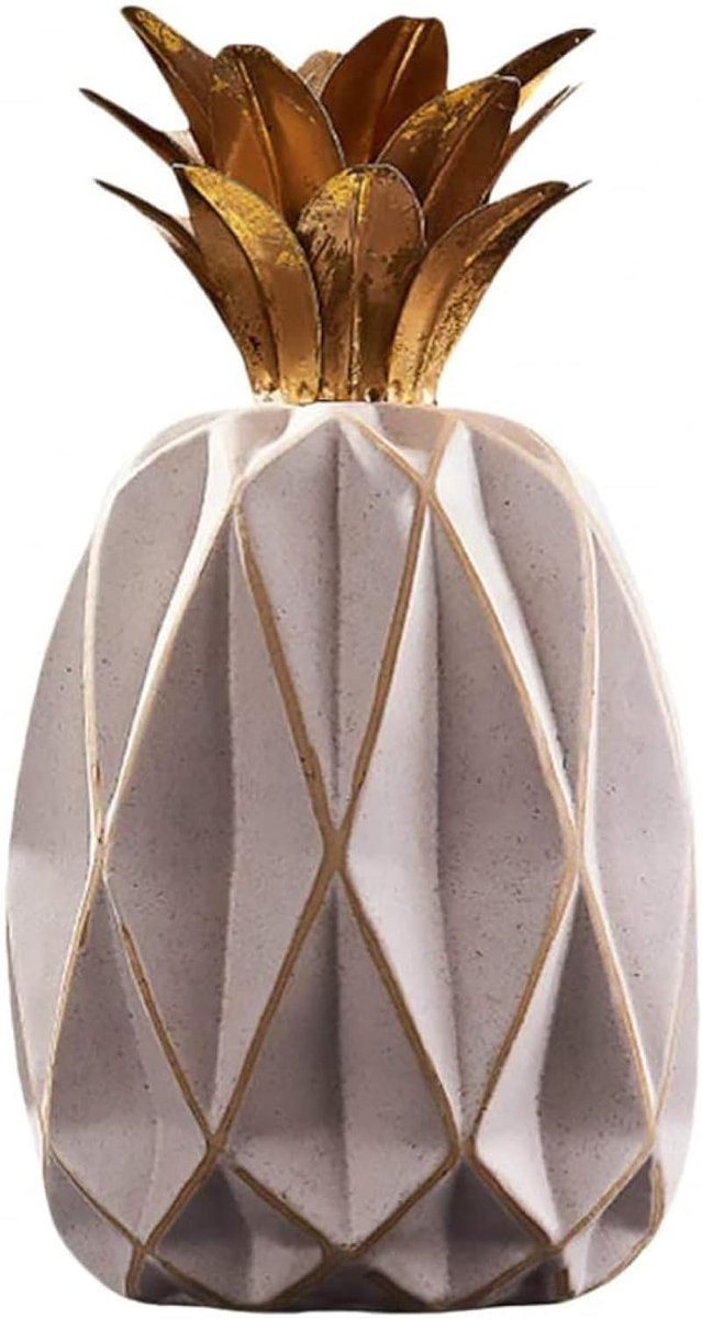 Keramisch Ananas Beeldje Decoratief Ornament Goud Hoogte: 235 cm