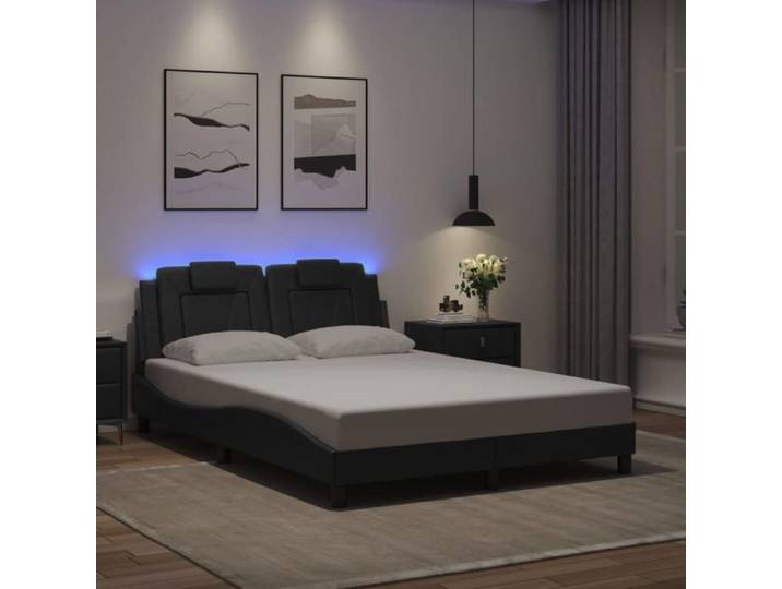 BONNEVIE - 3parcel - Cadre de lit Viana avec LED - sans matelas - lit Moderne chambre - noir 120x200 cm - meuble de lit cdy61r44