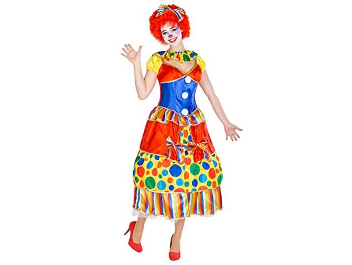TecTake dressforfun clownskostuum voor dames, baljurk en haarband met strik, voor carnaval en meer