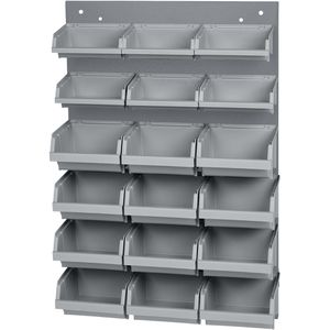 Küpper Werkzeugwand 13078, grau, aus Metall, Schlitzwand mit 18 Boxen, 40 x 60 cm