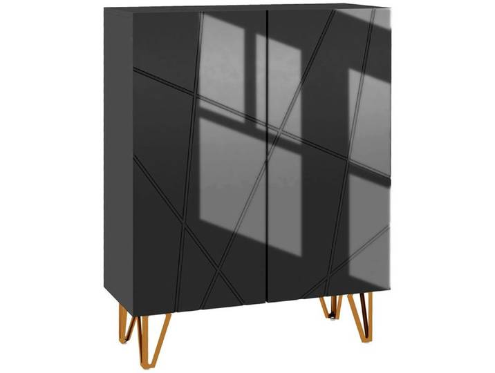 Meuble à chaussures style art déco BERCOL noir laqué