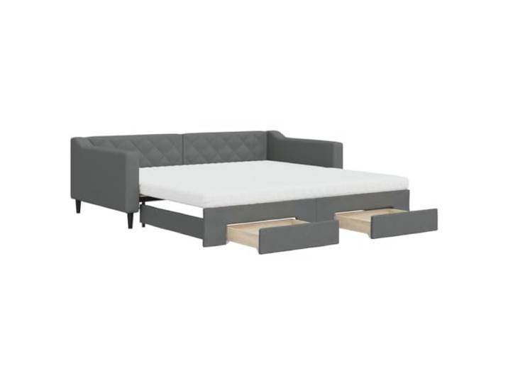 vidaXL Tagesbett Ausziehbar mit Schubladen Dunkelgrau 100x200 cm Stoff