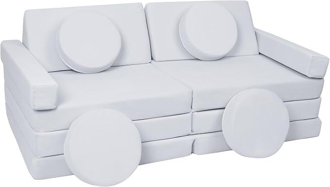 Spielsofa Modulsofa Spielmöbel Kindersofa Familienmöbel Bausteine-Set + Lenkrad (Farbe: grau)