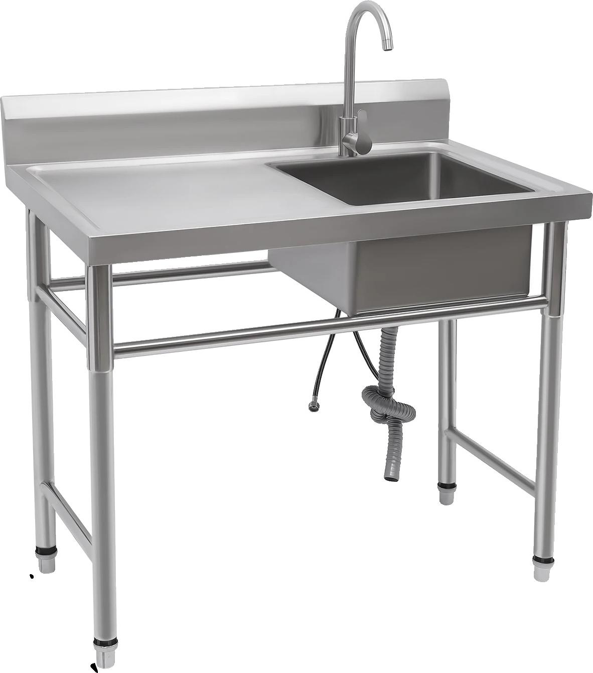 Edelstahlspüle, Einzelbecken, Freistehendes Design, Silber
