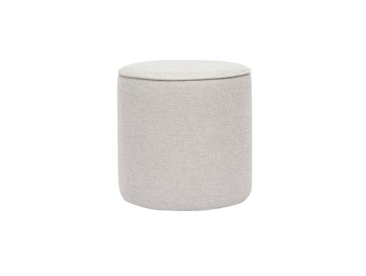 Pouf rond en tissu effet velours texturé beige D40 cm PAUL