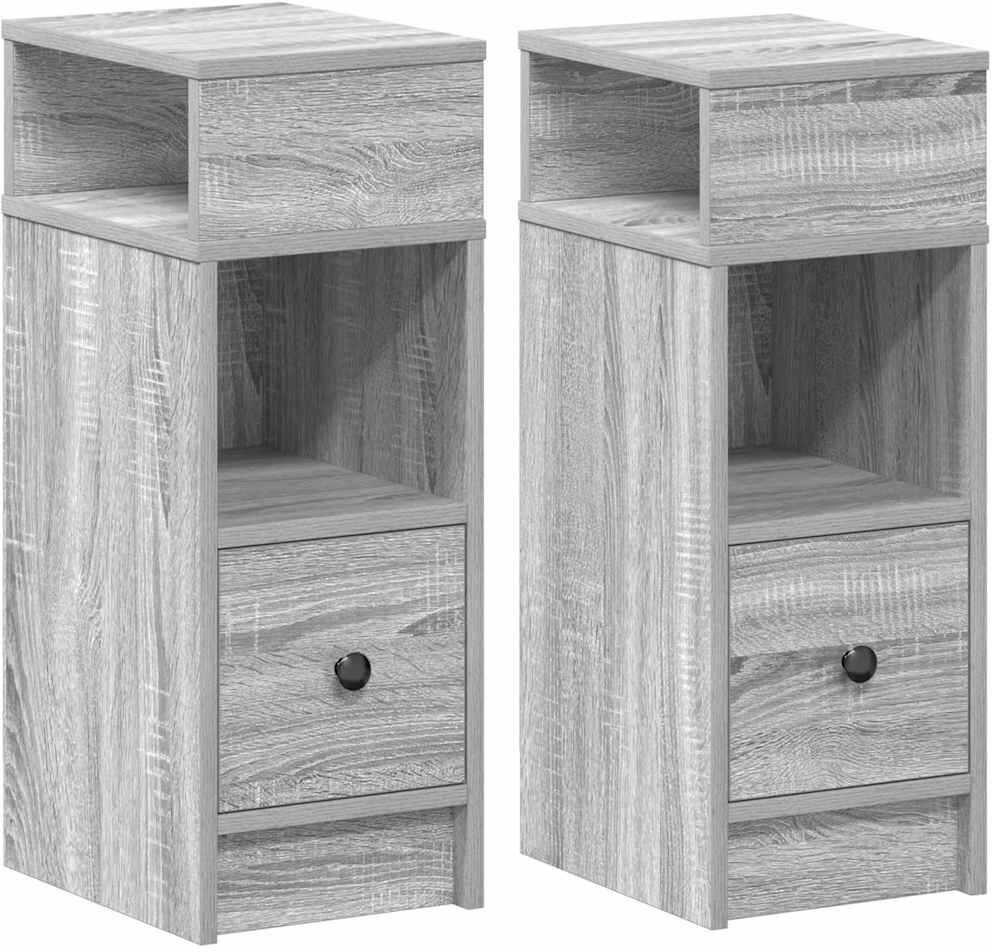 vidaXL Mesitas de noche 2 uds con cajón gris modelo Sonoma 25x31x66 cm Gris