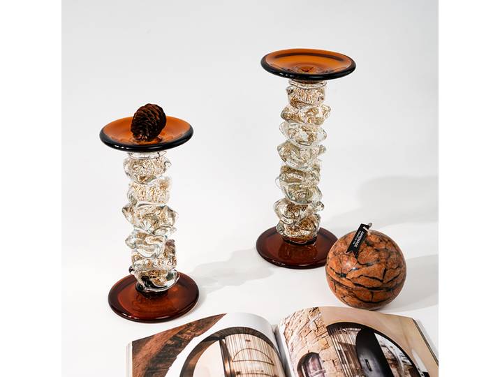 Décoration d'intérieur, décoration de table de luxe, créativité, chandelier en verre brun fait à la main