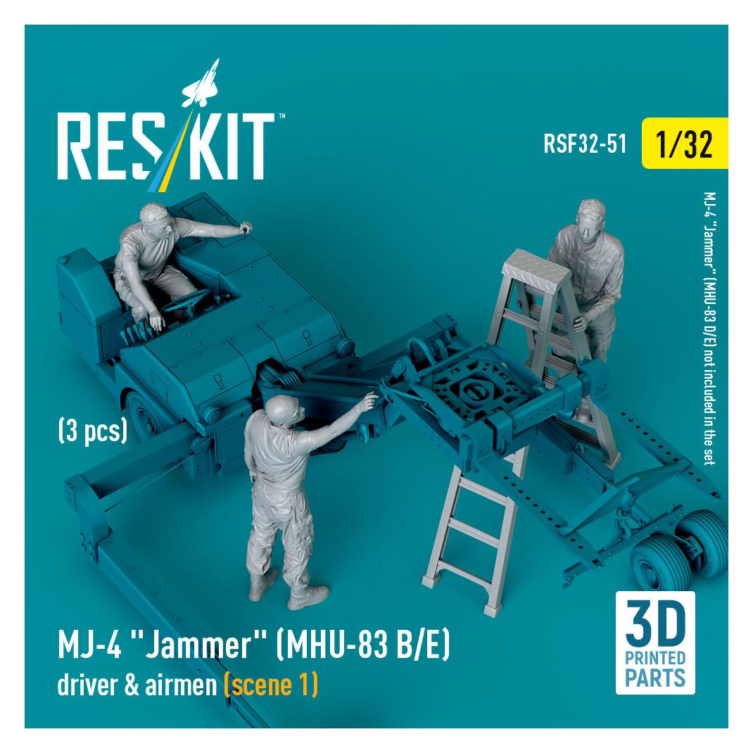 ResKit MJ-4 Jammer (MHU-83 B/E) driver & airmen (scene 1) (3 pcs) (3D Printed) (RSF32-0051)