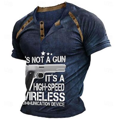 Kurzes Herren-T-Shirt mit lustigem Grafikdesign und Waffenhumor 'Keine Waffe hochgeschwindigkeits Wireless-Kommunikationsgerät'