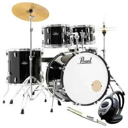 Pearl Roadshow Schlagzeug 22 mit Kopfhörer mitSticks (Acoustic-Drum), Schlagzeug, Schwarz