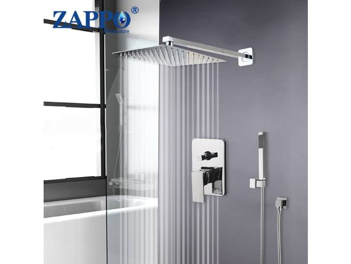 ZAPPO – ensemble de douche de salle de bains, mitigeur de robinet de bain-douche, pomme de douche à pluie avec système de douchette, robinet de baignoire mural