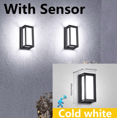 Inspire Curations Outdoor LED Motion Sensor Wall Light Waterproof 16W 30W Smart Porch & Garden Lamp cold With Sensor 30w