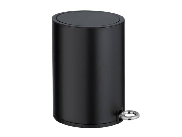 WENKO Kosmetikeimer Mod. Monza 3 Liter, Bad Treteimer mit Easy-Close Absenkautomatik, integrierter Müllbeutelhalter, Schwarz matt