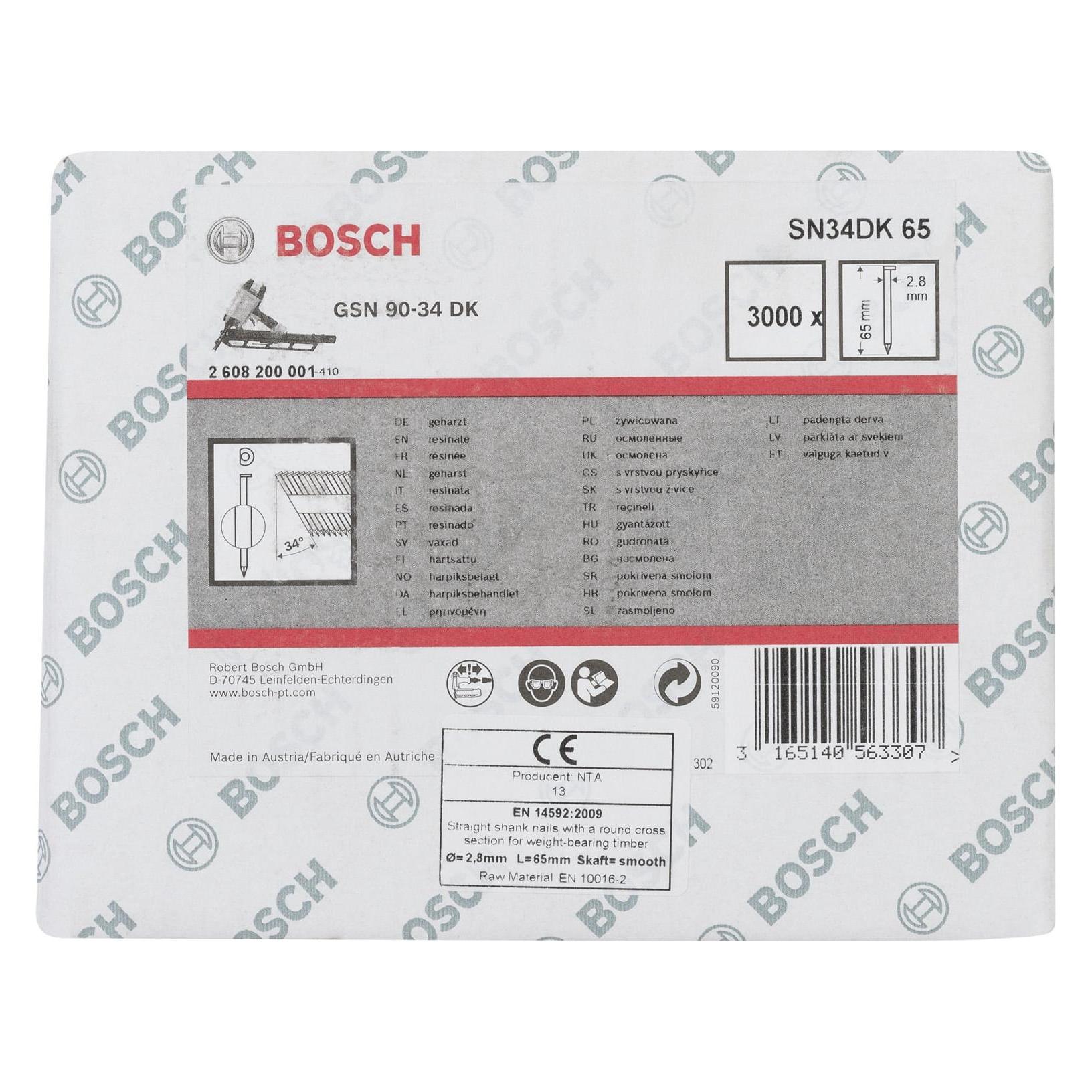 Bosch Professional Zubehör D-Kopf Streifennagel SN34DK 65, 2,8 mm, 65 mm, blank, glatt (2608200001)