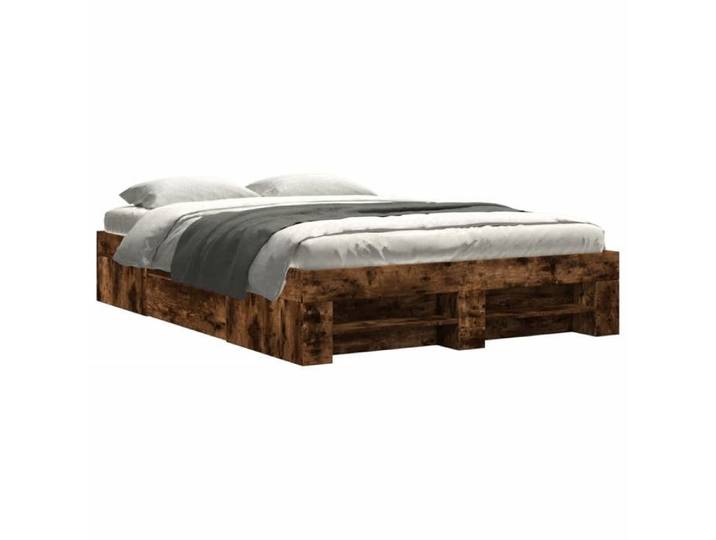 Cadre de lit 1 personne - chêne fumé - 120x200 cm - bois d'ingénierie LL308015