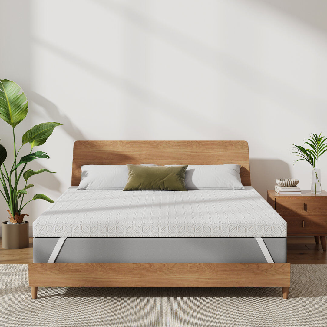 White Noise 8cm Memory Foam Mattress Topper with Removable Washable Cover White Double (4'6)