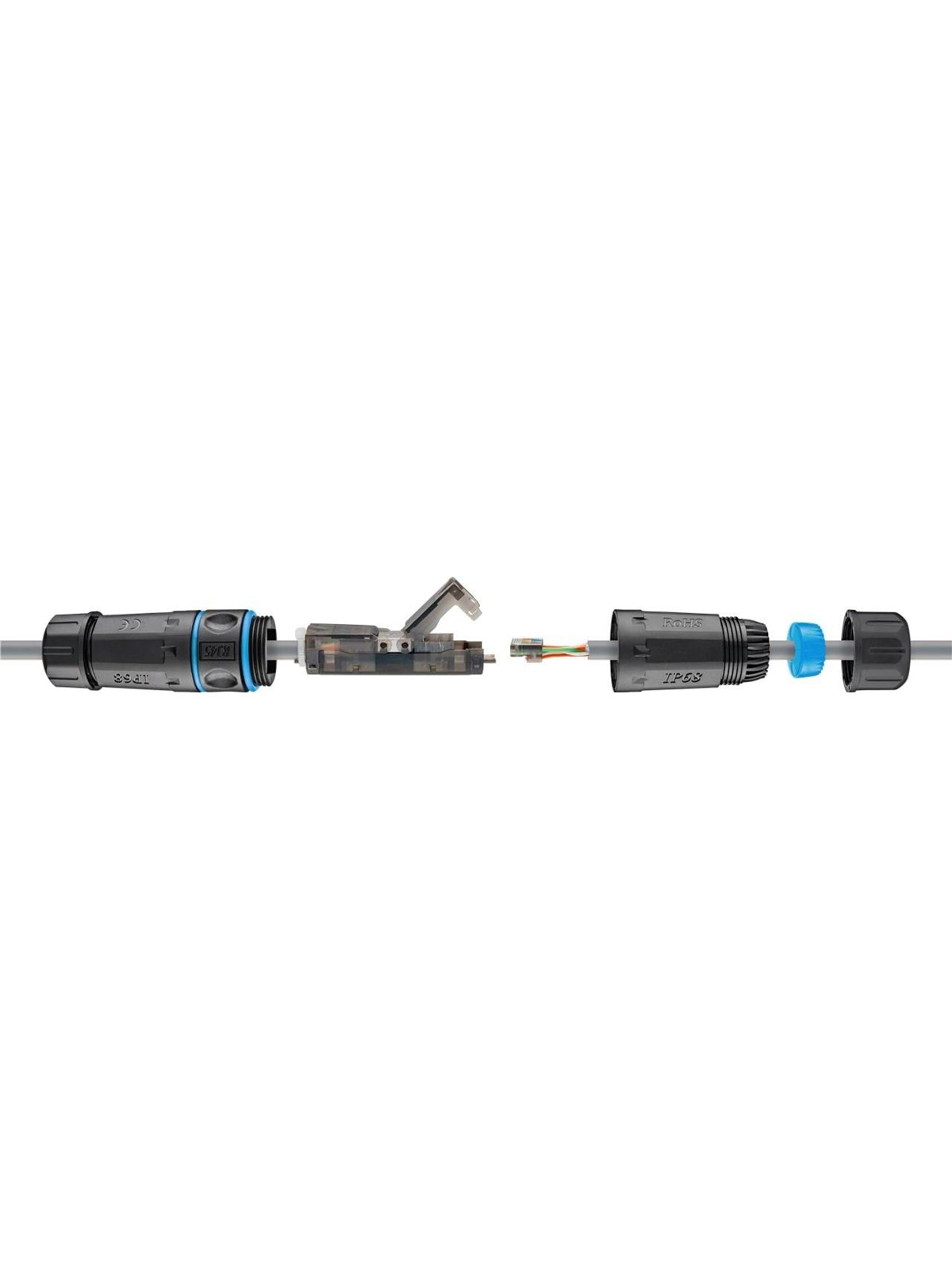Pro Outdoor (IP68) LAN cable connector CAT 6A UTP unshielded - Schwarz