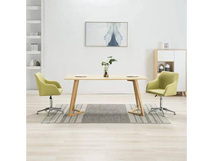 HGPOTUY Drehbare Esszimmerstühle 2 STK. Grün Stoff Höhenverstellbar, 360 Grad drehbar, Gasdruckfeder, Holzrahmen, Stahlbeine, Wohnzimmer, Büro