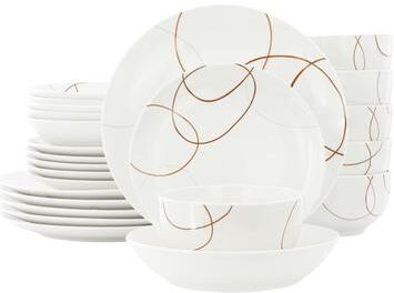 Elama Sydney 24 Piece Porcelain Double Bowl Dinnerware Set, Service for 6