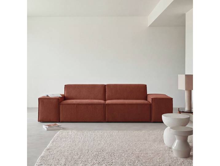 Sofa aus Mahagonistoff, 2-Sitzer, modulare Armlehnen Dario - Rot - Fabric