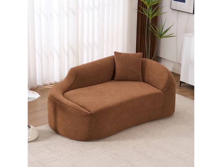 WOVREO Canapé compressé 2 places chaiselongue canapé-lit en chenille caramel sans montage