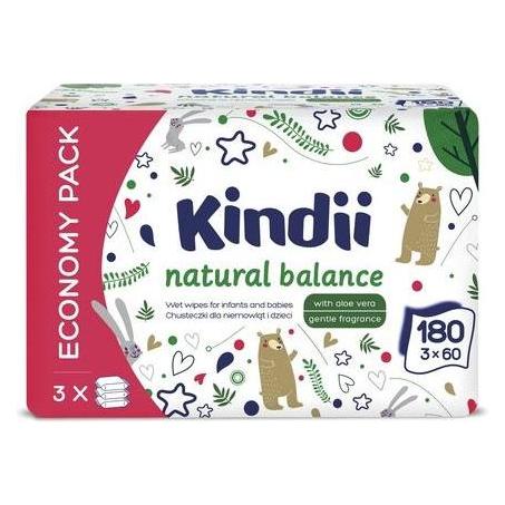 Natural Balance Moisturizing Wipes For Infants And Children - 3 Packs Of 60 Pieces (3 x 60 Stk.) (KINDII)