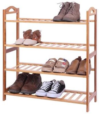 No 4-tier Natural Finish Bamboo Shoe Rack