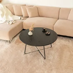 HOME DELUXE Couchtisch Rund NOVARA - 88 x 47 cm Dark Oak